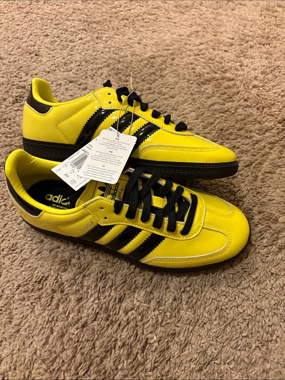 Adidas Samba OG Women’s Bright Yellow & Black Leather Sneakers - Picture 2 of 4